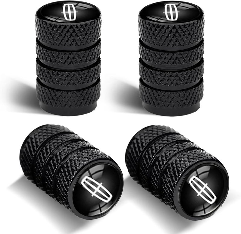 Comburvo 4Pcs Automobile Tire Valve Stem Covers, Corrosion-Resistant Tire Valve Stem Cover Suitable for Lincoln Z Aviator Navigator Corsair Series Stem Cap Universal Car Valve Cover Black - Image 1